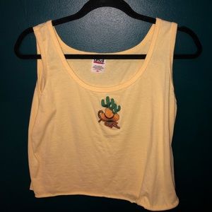 Yellow cropped tank with patch